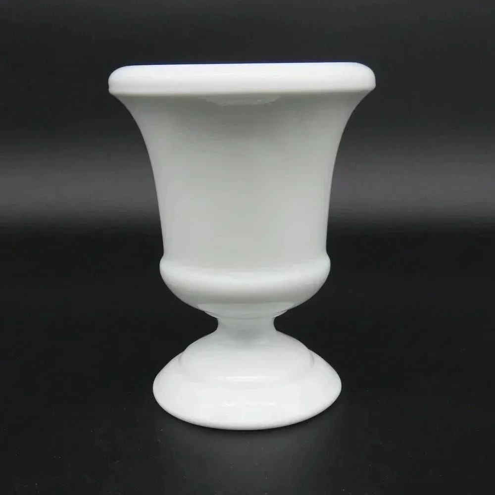 Vintage Milk Glass Footed Vase or Planter 6"T x 4.5" Diameter